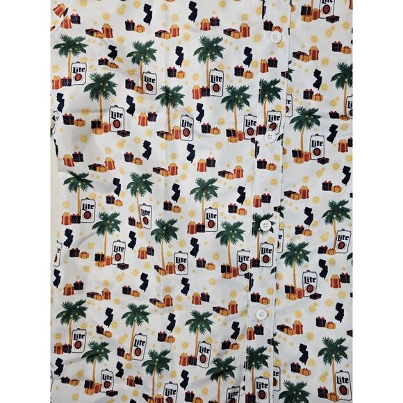 Miller Lite NJ Holiday Men's Button Down HAWAIIAN Shirt Medium - Picture 6 of 9